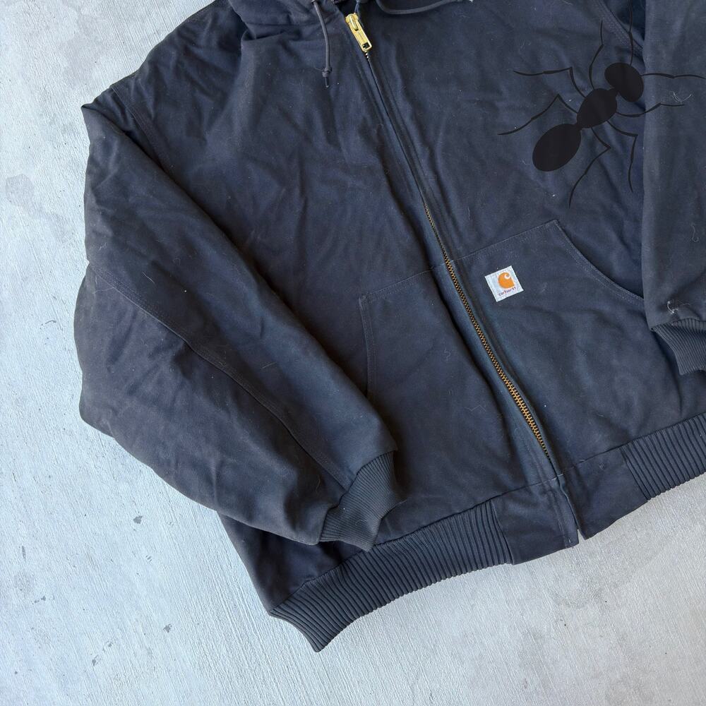 Carhartt J140 BLK black hooded work wear jacket - Picture 3 of 7